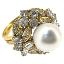 Load image into Gallery viewer, Sena Yellow Gold South Sea Pearl and Diamond Cocktail Ring