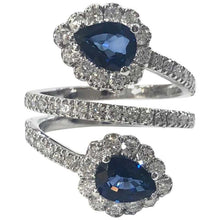 Load image into Gallery viewer, Diamond and Sapphire Crossover Cocktail Ring 18 Carat White Gold