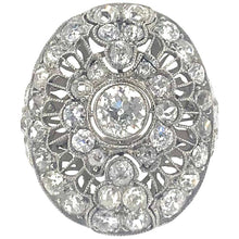 Load image into Gallery viewer, Art Deco Old Cut Diamond Cluster Ring in Platinum