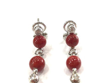 Load image into Gallery viewer, 1960s Natural Coral and Diamond Drop Earrings