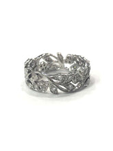 Load image into Gallery viewer, Edwardian Style Diamond Set Floral Design Band Ring 18 Carat White Gold