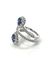 Load image into Gallery viewer, Diamond and Sapphire Crossover Cocktail Ring 18 Carat White Gold