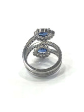 Load image into Gallery viewer, Diamond and Sapphire Crossover Cocktail Ring 18 Carat White Gold