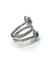 Load image into Gallery viewer, Diamond and Sapphire Crossover Cocktail Ring 18 Carat White Gold