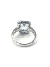 Load image into Gallery viewer, Art Deco Style Aquamarine, Sapphire and Diamond Cluster Cocktail Ring