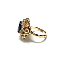 Load image into Gallery viewer, 14 Carat Yellow Gold Sapphire and Diamond Cluster Ring