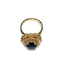 Load image into Gallery viewer, 14 Carat Yellow Gold Sapphire and Diamond Cluster Ring
