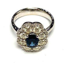Load image into Gallery viewer, 18 Carat White Gold Sapphire and Diamond Flower Cluster Ring