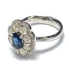 Load image into Gallery viewer, 18 Carat White Gold Sapphire and Diamond Flower Cluster Ring