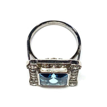 Load image into Gallery viewer, 18 Carat White Gold Art Deco Aquamarine and Diamond Ring