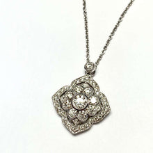 Load image into Gallery viewer, 18 Carat White Gold Edwardian Style Diamond Pendant and Chain