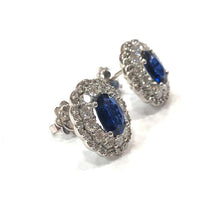 Load image into Gallery viewer, Large Edwardian Style Sapphire and Diamond Cluster Ear Studs