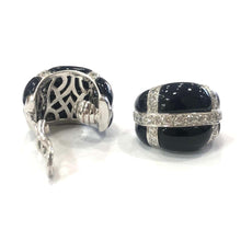 Load image into Gallery viewer, 18 Carat White Gold Onyx and Diamond Earrings