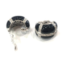 Load image into Gallery viewer, 18 Carat White Gold Onyx and Diamond Earrings