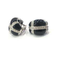 Load image into Gallery viewer, 18 Carat White Gold Onyx and Diamond Earrings