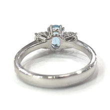 Load image into Gallery viewer, 18 Carat White Gold Aquamarine and Diamond Three-Stone Ring