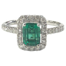 Load image into Gallery viewer, 18 Carat White Gold Emerald and Diamond Cluster Ring