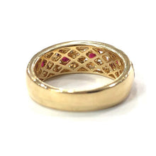 Load image into Gallery viewer, 18 Carat Yellow Gold Ruby and Diamond Band Ring