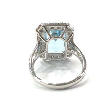 Load image into Gallery viewer, 18 Carat White Gold Aquamarine and Diamond Cluster Ring
