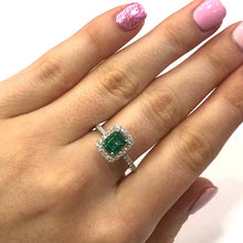 Load image into Gallery viewer, 18 Carat White Gold Emerald and Diamond Cluster Ring