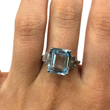 Load image into Gallery viewer, 18 Carat White Gold Aquamarine and Diamond Ring