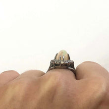 Load image into Gallery viewer, 18 Carat White Gold Edwardian Opal and Diamond Marquise Shape Cluster Ring