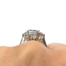 Load image into Gallery viewer, 18 Carat White Gold Aquamarine and Diamond Ring