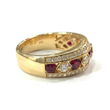 Load image into Gallery viewer, 18 Carat Yellow Gold Ruby and Diamond Band Ring