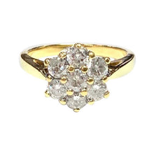Load image into Gallery viewer, 1970s 18 Carat Yellow Gold Seven Stone Diamond Cluster Ring
