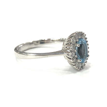 Load image into Gallery viewer, 18 Carat White Gold Aquamarine and Diamond Cluster Ring