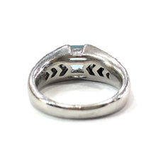 Load image into Gallery viewer, 18 Carat White Gold Aquamarine and Baguette Diamond Ring