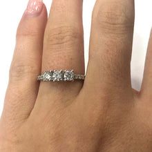 Load image into Gallery viewer, 18 Carat White Gold Three-Stone Diamond Ring with Full Diamond Set Shank