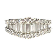 Load image into Gallery viewer, 18 Carat Gold Triple Row Baguette and Round Diamond Half Eternity Band Ring