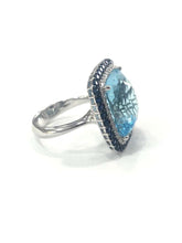 Load image into Gallery viewer, 1970s Blue Topaz, Sapphire and Diamond Cluster Cocktail Ring
