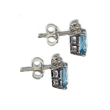 Load image into Gallery viewer, 18 Carat White Gold Aquamarine and Diamond Stud Earrings