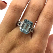 Load image into Gallery viewer, 18 Carat White Gold Aquamarine, Sapphire and Diamond Ring