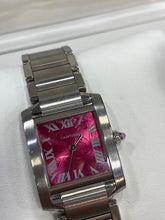 Load image into Gallery viewer, Cartier Tank Française . Stainless Steel . Pink Floral Dial . Pink Cabochon Crown
