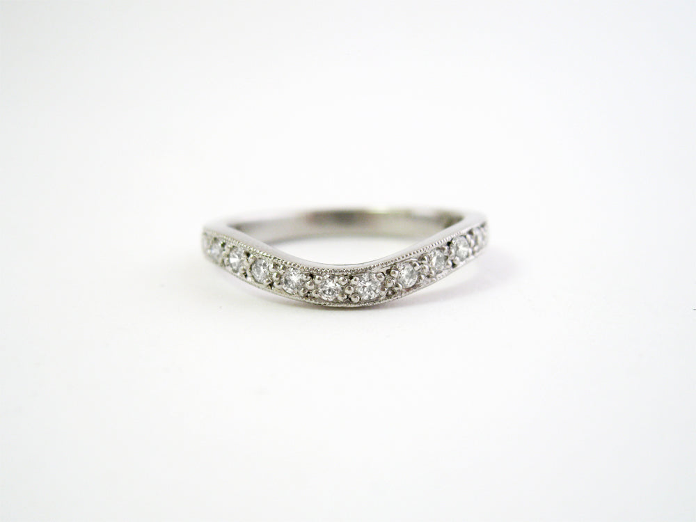 Platinum Diamond Half Eternity Wishbone Ring