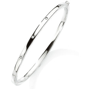 9ct White Gold Diamond Bangle