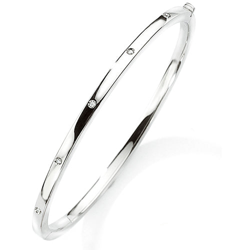 9ct White Gold Diamond Bangle