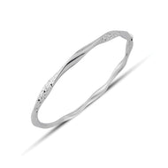 9ct White Gold Twisted Bangle