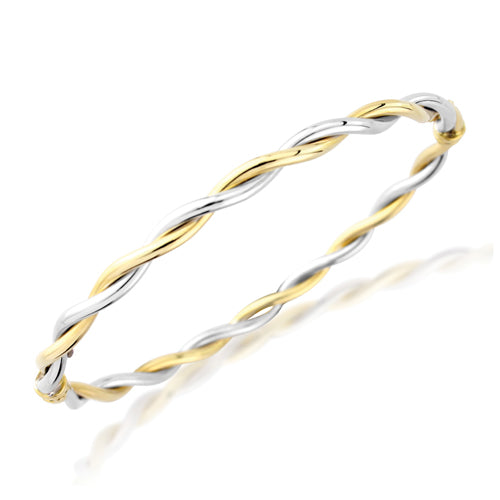 9CT White and Yellow Gold Bangle