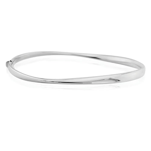 9CT White Gold Polished Twist Bangle