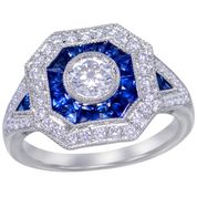Load image into Gallery viewer, Sapphire and Diamond Art Deco style Ring
