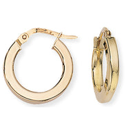 9CT Square Tube Round Hoop Earrings
