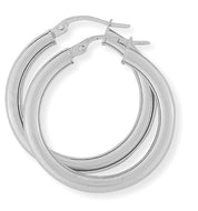 9ct White Gold Classic Hoop Earrings
