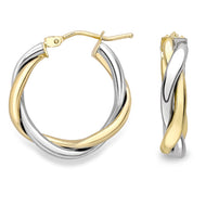 9CT White and Yellow Gold Hoop Earrings