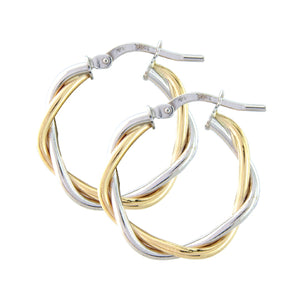 9CT White and Yellow Gold Hoop Earrings