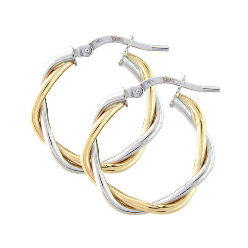9CT White and Yellow Gold Hoop Earrings