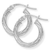 9CT White Gold Twisted Hoop Earrings